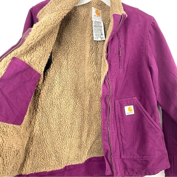 Carhartt Jacket Canyon Sandstone Sherpa Lined Pink Y2K WJ022 Women's X-Small - Picture 4 of 7